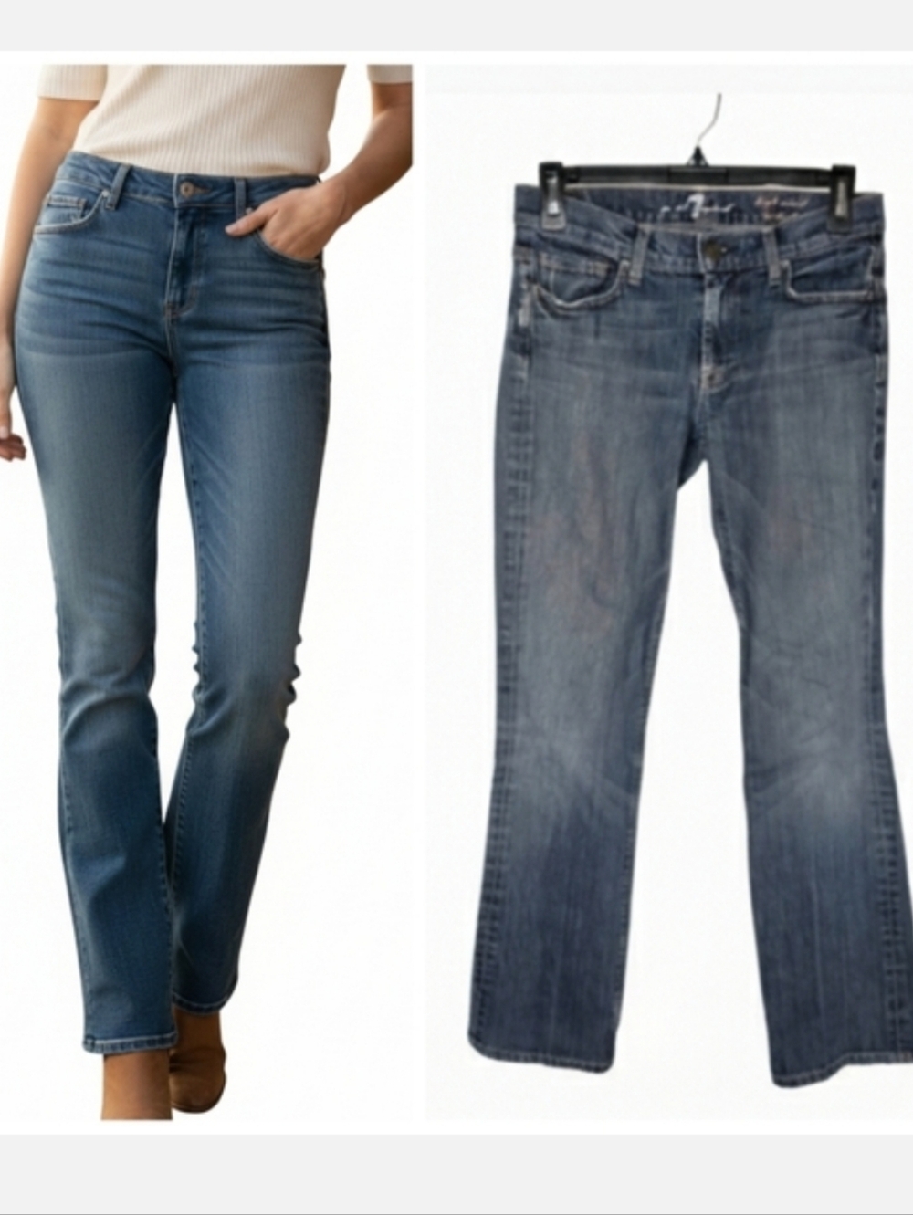 7 For All Mankind High Waist Bootcut Jeans Distressed 7FAM Women's Size 27